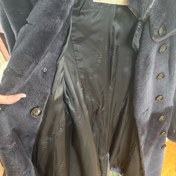 Burberry Navy Fur and Leather Trimmed Coat - Picture 7 of 9